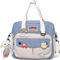 Cute Bags For School Kawaii Japanese Bag Multifunction Laptop,Aesthetic Backpacks for Teen Girls Kids Messenger Lunch Totes, Blue, L, Cute Bags Kawaii Backpack