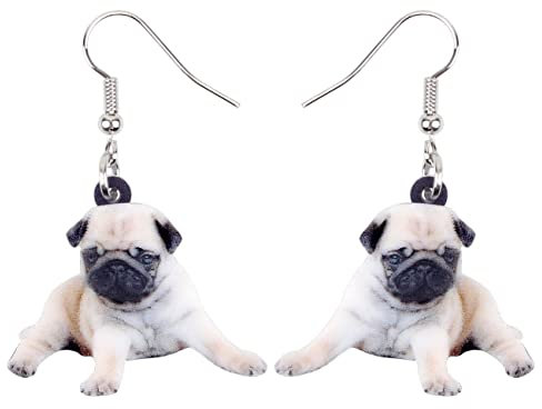 Niedlich Mops Ohrringe baumeln Haustier Hund Ornamente Schmuck für Frauen Mädchen Charme Geschenk (Salz)