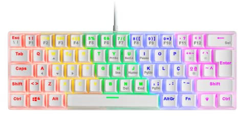 Mars Gaming MK60 Blanco, Teclado Gaming Mecánico FRGB, Antighosting, Switch Mecánico Azul, Idioma Portugués