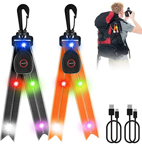 Vegena LED Reflektoren Kinder - 2er USB Aufladbar Kinder Reflektoren Blinklicht Schulranzen Sicherheitslicht, wasserdichte Sicherheit Licht Reflektor Anhänger für Rucksack, Laufen, Radfahren, Joggen