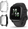 ToVioc [2 Stück] Hülle mit Schutzfolie Kompatibel mit Garmin Venu Sq 2, Anti-Kratzfest, Vollschutz Shell, Flexible TPU Schutzhülle für Garmin Venu Sq 2 - Schwarz & Transparent