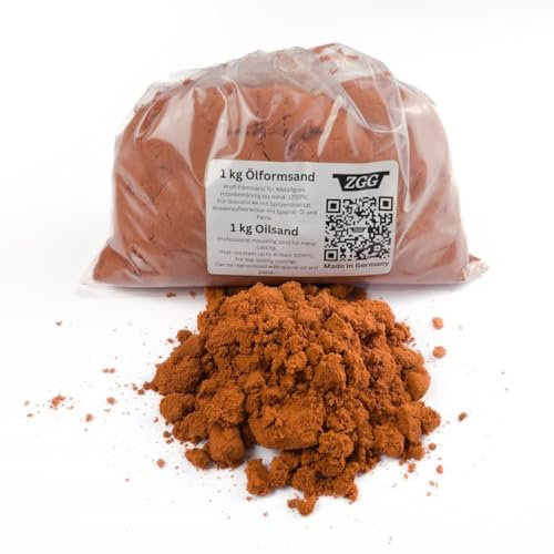 Sabbia oleosa per la costruzione di stampi, confezione da 1 kg a 25 kg, a partire da 5 kg + 100 g di talco per metalli leggeri e pesanti, grana molto fine, riutilizzabile (1 kg senza talco)