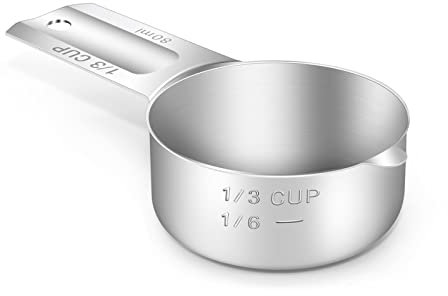 BERYLER® 1/3 Cup (5.3 Tbsp | 80 ml | 80 cc | 2.7 oz) Measuring Cup, Stainless Steel Measuring Cups, Metal Measuring Cup, Kitchen Gadgets for Cooking