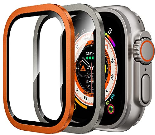 WSKEN Schutzfolie für Apple Watch Ultra 3/2/Ultra 49mm, [Titanium Alloy Frame] Displayschutz Blasenfreie, Volle Abdeckung, Anti-Staub Kompatibel mit iWatch Ultra Series