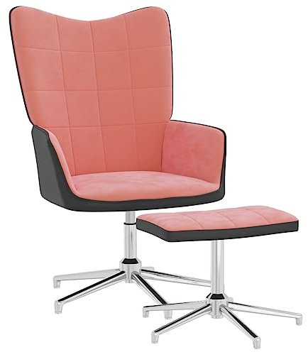Bussandri Exclusive - Relaxsessel mit Hocker Rosa Samt und PVC