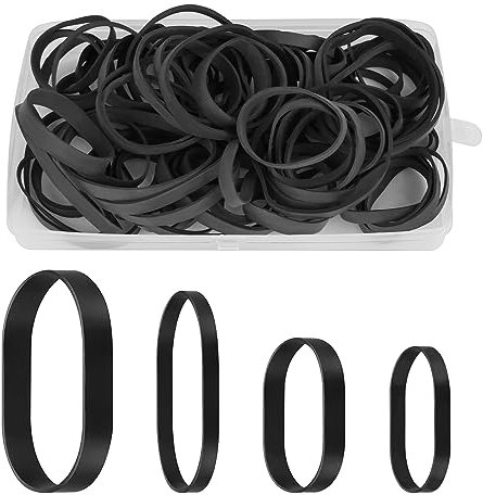 80pcs Large Rubber Bands, 4 Sizes of Tactical Rubber Bands, Heavy Duty Large Elastic Bands, Extra Wide and Thick Black Rubber Bands, Weather-Resistant Rubber Bands for Industrial Camping - Black
