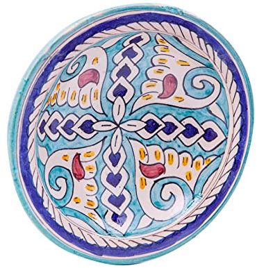 Biscottini Piatto Decorativo 25x25x6,5 cm | Piatto Ceramica di Artigianato Marocchino | Decorazioni Cucina | Piatti Decorativi Dipinti a Mano