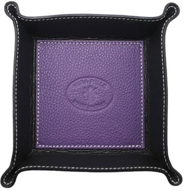 FrasiBags Bandeja Vaciabolsillos de Piel Made in Italy, Vaciabolsillos Recibidor para Llaves, Vacia Bolsillos de Cuero, Bandeja Porta Objetos Quadrada (Morado)