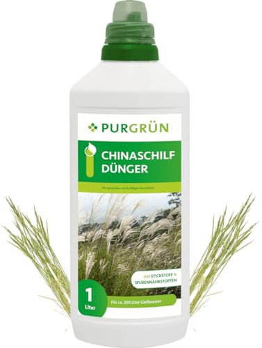 Purgrün® Chinaschilf-Dünger 1 Liter – Schnell wirksame mineralische Rezeptur – Premium-Flüssigdünger mit Spurennährstoffen – NPK 10+4+6 – Stärkt die Widerstandskraft – Für intensive Blattfärbung