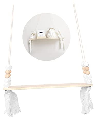 IMIKEYA Étagère Suspendue en Octogonale avec Pompons Support de Rangement Mural Décoratif pour Maison et Bureau Étagère Murale Moderne Cuisine Salle de Bain Chambre Bureau