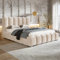 MOTIVENA Grand Bubble Bett 200x200, Polsterbett 200x200 Samt, mit Bettkasten, mit Stauraum, mit Lattenrost, mit Kopfteil, ohne Matratze, Beige Creme