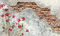 VLIES Fototapete-ZIEGEL-WAND-(490Pr)-400x260 cm-Foto-Kunst Blumen Design Wandtapete Dekoration Wand-Dekor Motiv-Tapete