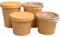We Can Source It Ltd Kraft Paper Portion Pots Cups Compostable Ramekin Sauce Cups 4oz-Pack of 1000-With Clear Plastic Lid
