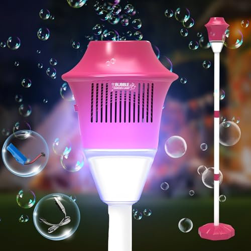 Seifenblasenmaschinen Blasenmaschine mit Licht,Seifenblasenmaschine Ballon Säule Ständer Kit für Boden Bubble Maker,Seifenblasenpistole Seifenblasen für Terrasse,Garten, Hochzeit Gadgets (Rot)