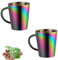 TUPMFG 2Pcs 300ml/10oz Stainless Steel Coffee Mug, Double Walled Coffee Cup, Metal Insulated Mug, Camping Mugs, with Handle,for Travel,Home,Office (Rainbow)