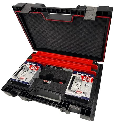 Specialist+ Set di attrezzi per il montaggio di telai per cartongesso, completo in valigetta di plastica I x2 FAST INSTALL, x2 SPACER e x1 martello, montaggio rapido a secco I conforme allo standard