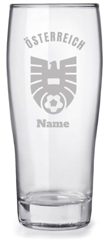 Österreich Fanartikel EM Fußball Bierglas mit Gravur, personalisiert