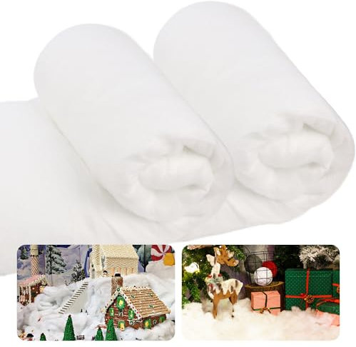 winemana Weihnachts-Schneedecken-Dekorationen, 2 Stück, künstliche Schneedecke für Weihnachtsdorf, Baum, künstlicher flauschiger Schnee, Handwerk, Winter-weiße Dekoration für Urlaub, Tischläufer,