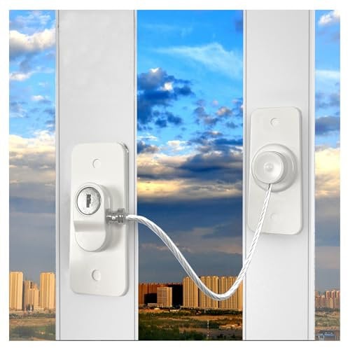 Window Safety Locks for UPVC Windows,2 Packs Window Restrictor Locks for Child & Pet No Drilling Babyproof Locks with Keys for Windows, Sliding Door, Cabinet, Fridge, Oven