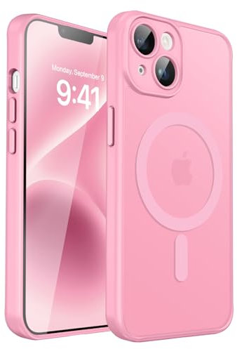VENINGO Magnetica cover per iPhone 14 Plus Custodia Compatibile con MagSafe cover Tocco Vellutato Magnetico Anti Impronte Digitali Custodia per iPhone 14 Plus 6,7 Pollici Rosa Tenue