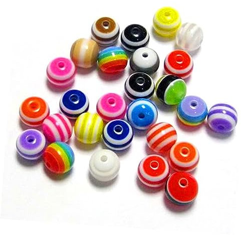 IWOWHERO 200 Stück 6mm Gestreifte Runde Acrylperlen für Selbstgemacht Schmuckherstellung Bunte Perlen für Kunst und Handwerksprojekte