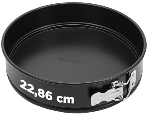 Nutrichef Tortiera 24 cm Apribile con Cerniera in Acciaio Antiaderente per Forno, Tortiera Fondo Rimovibile, Facile da Pulire, Ideale per Torte, Cheesecake e Crostate, Teglia da Forno fino a 230°