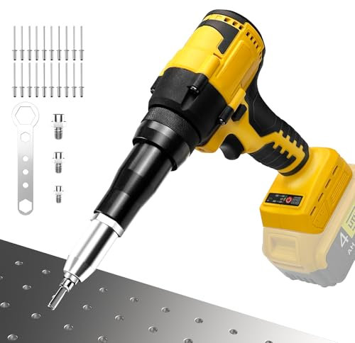 Rivet Gun Compatible with Dewalt 20V Max Battery(No Battery) Cordless Rivet Gun, Brushless Pop Rivet Gun Tool for Aluminum Nails 1/8, 5/32, 3/16(Not for Stainless Nails)