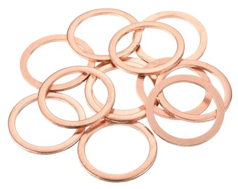 QUARKZMAN 12pcs Arandelas de Cobre, 30x24x1.5mm (OD*ID*Grosor) Arandela para Carter Aceite Puerta Bisagra Plana Redonda Metálica Accesorio Hidráulico Conexión Combustible Perno Reparación