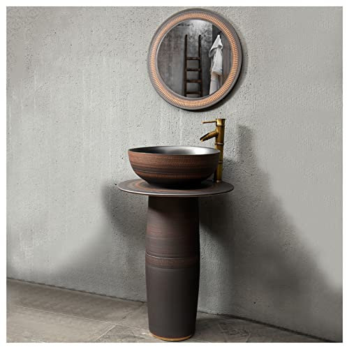 WOTZOV Meuble sous-Vasque - Art Pedestal ? Vasque de Salle de Bain Meubles de Salle de Bain avec piédestal Complet, armoires de Salle de Bain pour l'intérieur et l'extérieu,Ensemble Complet