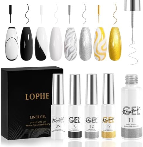 LOPHE Esmalte de UñAs Set, 4 Colors DiseñO de Manicura Francesa, 8ml Profesionales Nail Art Polish, Conjunto de PintauñAs Gel Para Pintura de UñAs, Pintauñas Gel Semipermanentes