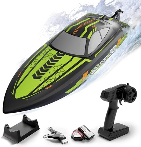 volantexrc Bateau RC, Bateau Télécommandé Autoredressant pour Piscines et Lacs, Bateaux de Course RC 2,4 GHz 20+MPH avec 2 Batteries Rechargeables pour Débutants ou Adultes (Vert) (795-8, Vert)