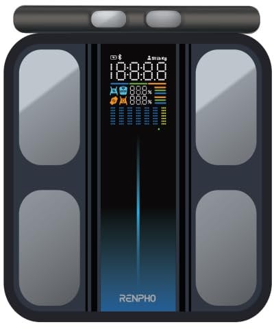 RENPHO Körperfettwaage mit 8 Elektroden, Personenwaage mit körperfett, Smart Waage mit App für Körperfett, Muskelmasse, BMI, Präzisionswaage bis 180kg/400 lbst