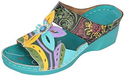 AEGJEGVD Sandales Femme Mules Bout Ouvert Plateforme Pantoufles Compensées Chaussons d'été Confortables Chaussures de Plage Offre de Printemps Chaussons à Soutien Plantaire Sandale de Marche Nu Pieds