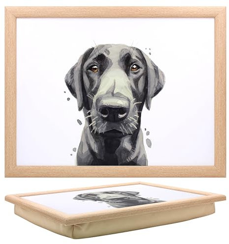 Lesser & Pavey Black Labrador Laptray Robert James Hull Lap Tray For Food Serving & Breakfast | Comfortable Lap Trays With Bean Bag Cushion | Durable Lap Trays For Eating On Lap For Adults