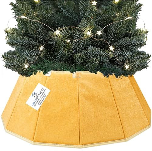 Deco Express Weihnachtsbaum-Rock - Festliche Christbaumdecke für Weihnachtsdekoration, Weihnachtsbaum Decke zum Schutz des Bodens & stilvolle Ergänzung der Feiertags-Deko Gold
