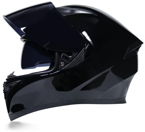 Motorcycle Helmet, Full Face Helmet With Tinted Visor, Motorcycle Crash Helmet With Double Visor, Unisex, All Season Touring Motorcycle Helmet D,L