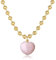 COAI Collier Maille Perlée, Collier Cœur Femme, Pendentif Quartz Rose