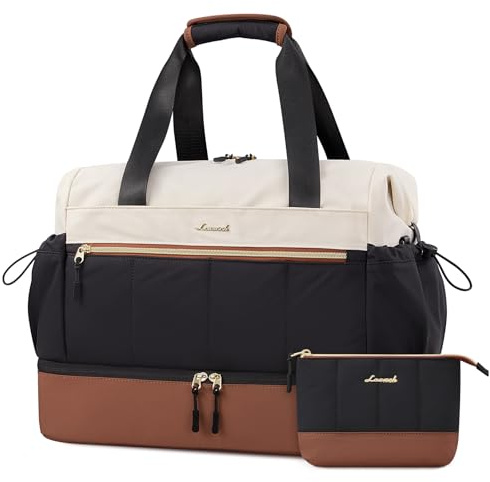 LOVEVOOK Reisetasche Damen, Leicht Weekender Handgepäck Tasche Wasserdicht | Travel Duffle Bag für Flugzeug Reise, Kliniktasche Geburt Krankenhaustasche Sporttasche mit Schuhfach für Gym