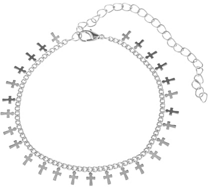 Gualiy Chaine de Cheville Or Femme, avec Croix Glands Bracelet de Cheville 22+10cm