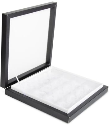Luxuriöse Schokoladenschachtel mit 4 x 4 Trennwänden, bunte Geschenkboxen aus festem Karton, leere Verpackung mit 16 Fächern, für handgefertigte Pralinen, Hochzeits- oder Partygeschenke (schwarz, 1