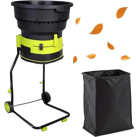Trituratore Foglie da Giardino 2500W, Biotrituratore Elettrico 8000RPM, Mulcher con Tecnologia Senza Lame, Sacco Raccoglitore, Hopper 54CM, Ruote Robuste e Accessori Inclusi(Powercordx40m)