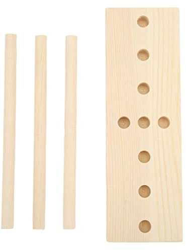 OVAQUIXI Bogenmacher-Set aus Holz, Verstellbare Eichenkonstruktion, Band-Bastelwerkzeug für Geschenkverpackungen, Dekorationen mit Sockel, 3 Stäbchen, Anleitung