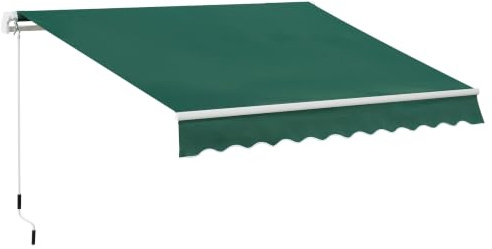 Outsunny Tenda da Sole 3x2 m con Braccio Avvolgibile a Manovella Verde | Tenda Parasole da Esterno, Alluminio e Tessuto Poliestere, Protezione UV, per Giardino, Balcone, Finestre e Terrazza