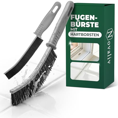 Novaliv Fugenbürste Bad – 2er Set – Schmal 22 cm für Enge Fugen – Fliesen, Dusche, WC, Küche