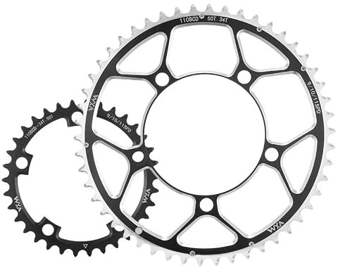 EZVXVV 110BCD - Plato doble para bicicleta de carretera, 50-34T/52-36T/53-39T, 5 pernos, redondo, aleación de aluminio, platos dobles específicos para bicicleta de carretera de 9/10/11 velocidades
