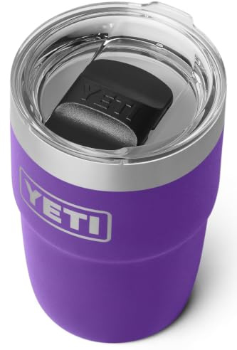 YETI Rambler 8 oz (236 ml) Stackable Cup with Durasip Ceramic Lining, Stainless Steel Vacuum Insulated Coffee Cup with Removable Magslider Lid, Pace Purple