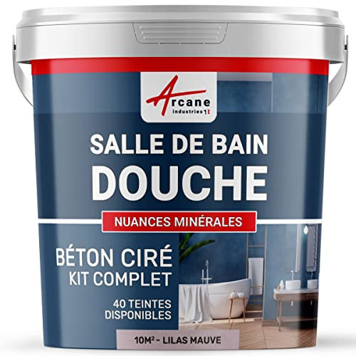 Kit für gewachsten Beton im Badezimmer: Wasserdichter Putz - NUANCES MINERALES Flieder Malve - 10 m² (für 2 Schichten)