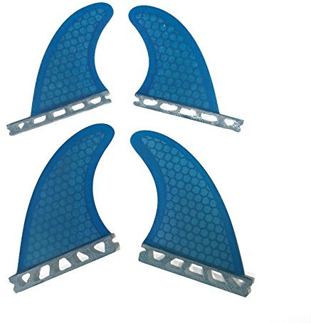 UPSURF Future Surfboard Fin Fiberglas + Wabenwaben-Quad-Flosse G5+GL (blau/orange), blau