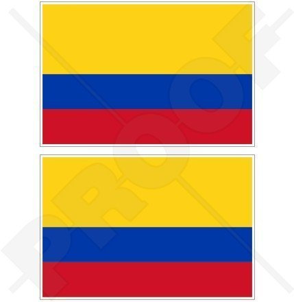 KOLUMBIEN Kolumbianische Flagge Südamerika 75mm Auto & Motorrad Aufkleber, x2 Vinyl Stickers