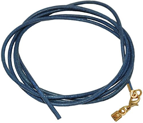Unbespielt Lederband Halskette Echtleder 1m Blau – Lederkette mit Karabinerverschluss Goldfarben, individuell kürzbar – Halsband für Damen, Herren & Kinder, ideal für Anhänger & Charms